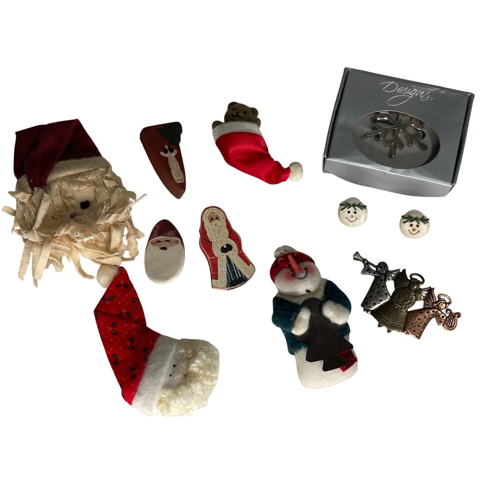 Vintage Christmas Jewelry Lot Santa Snowman Angel Pins Brooches Earrings 11pc